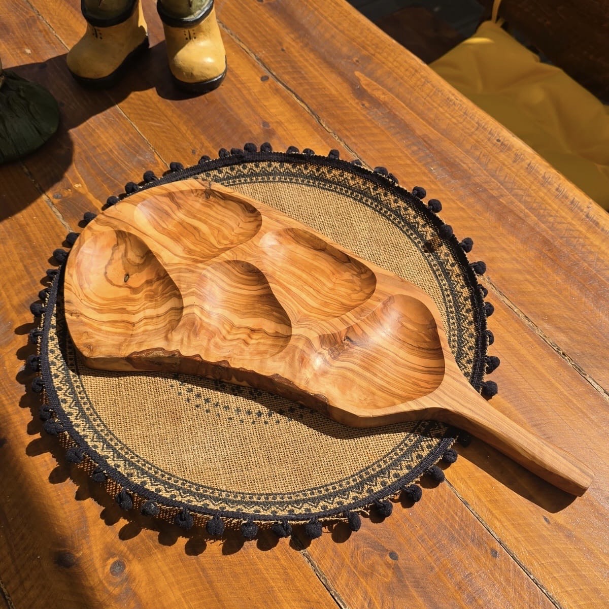 Wooden board on a textured surface