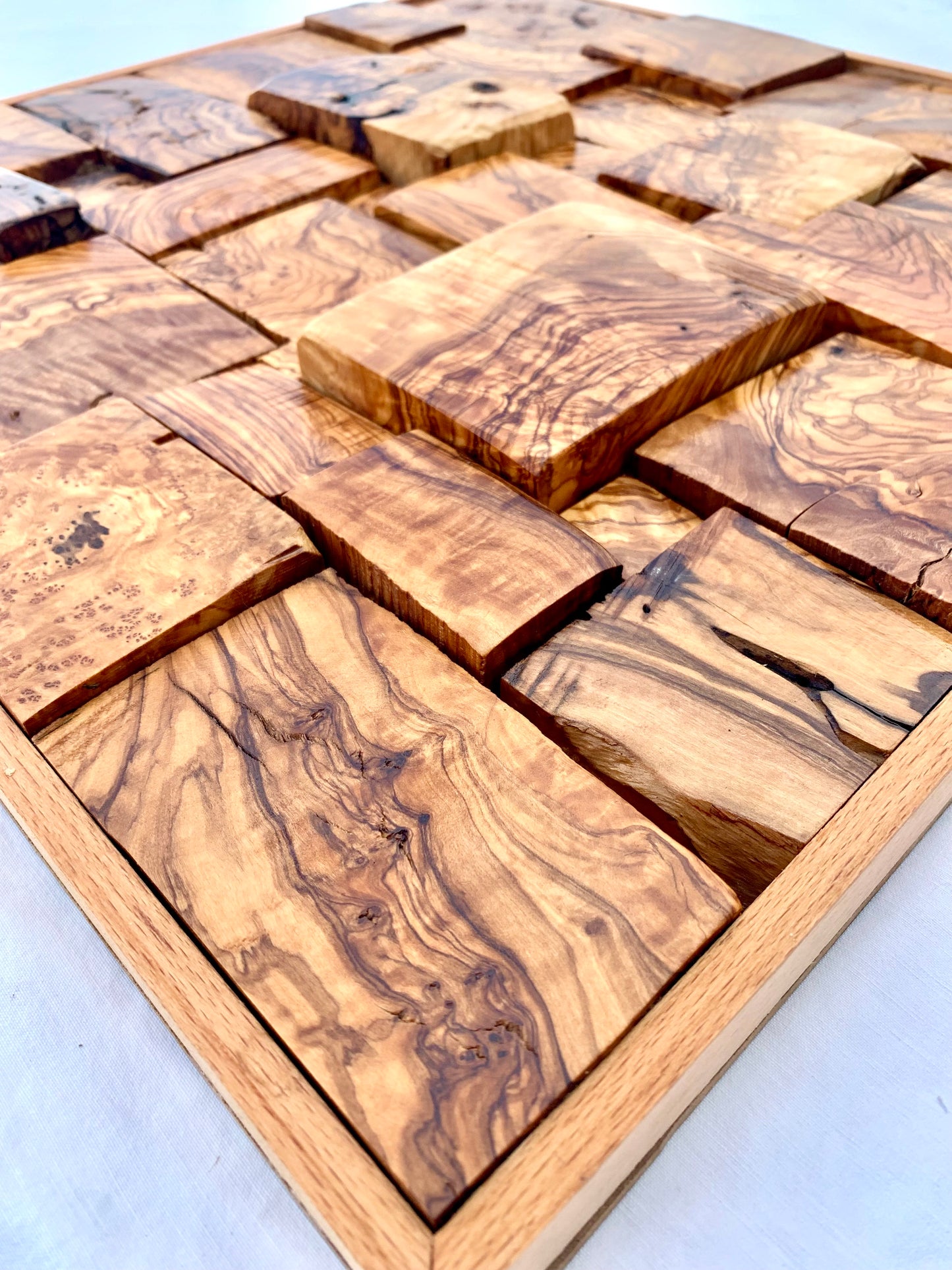 Mosaic36- Handmade Mediterranean Olive Wood Wall Art, 19.68*19.68 inch