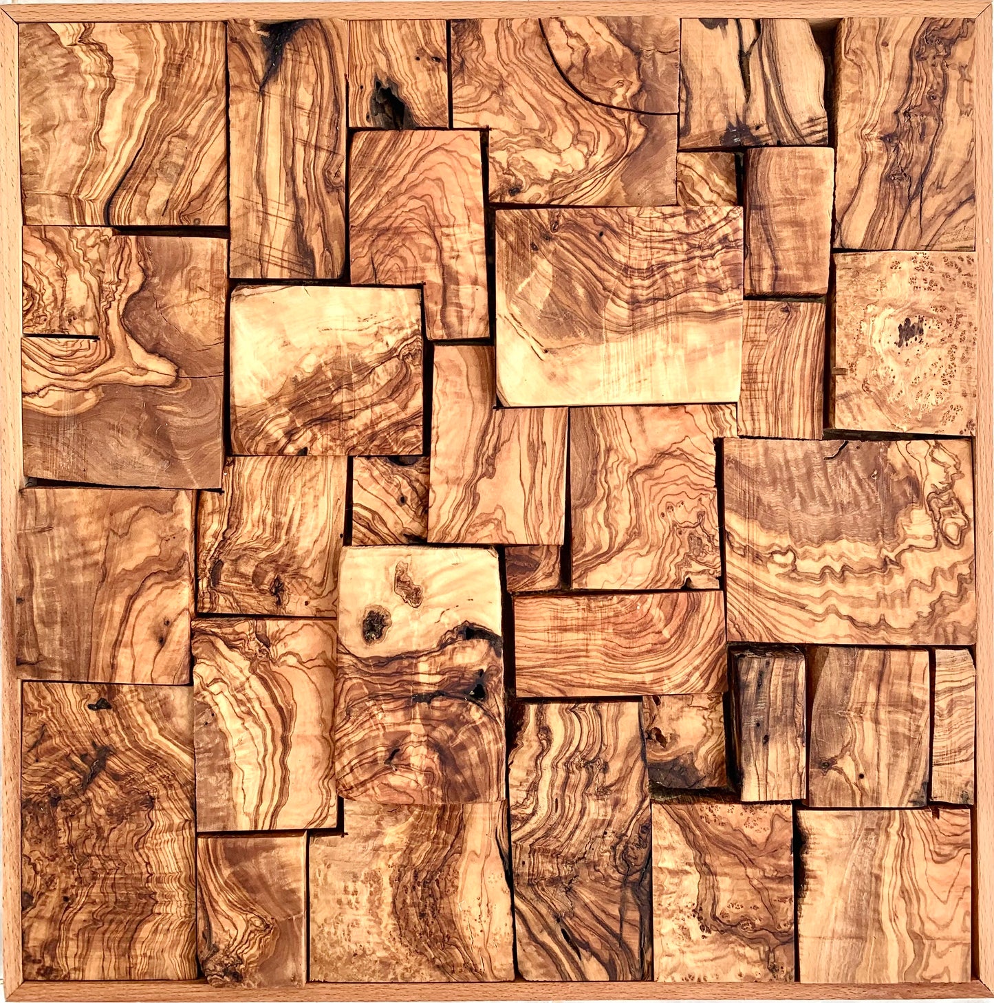 Mosaic36- Handmade Mediterranean Olive Wood Wall Art, 19.68*19.68 inch