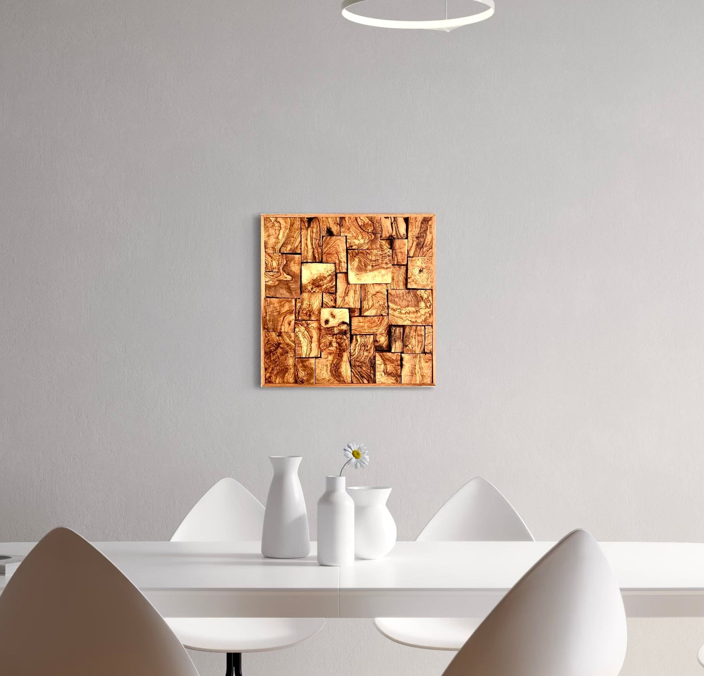 Mosaic36- Handmade Mediterranean Olive Wood Wall Art, 19.68*19.68 inch