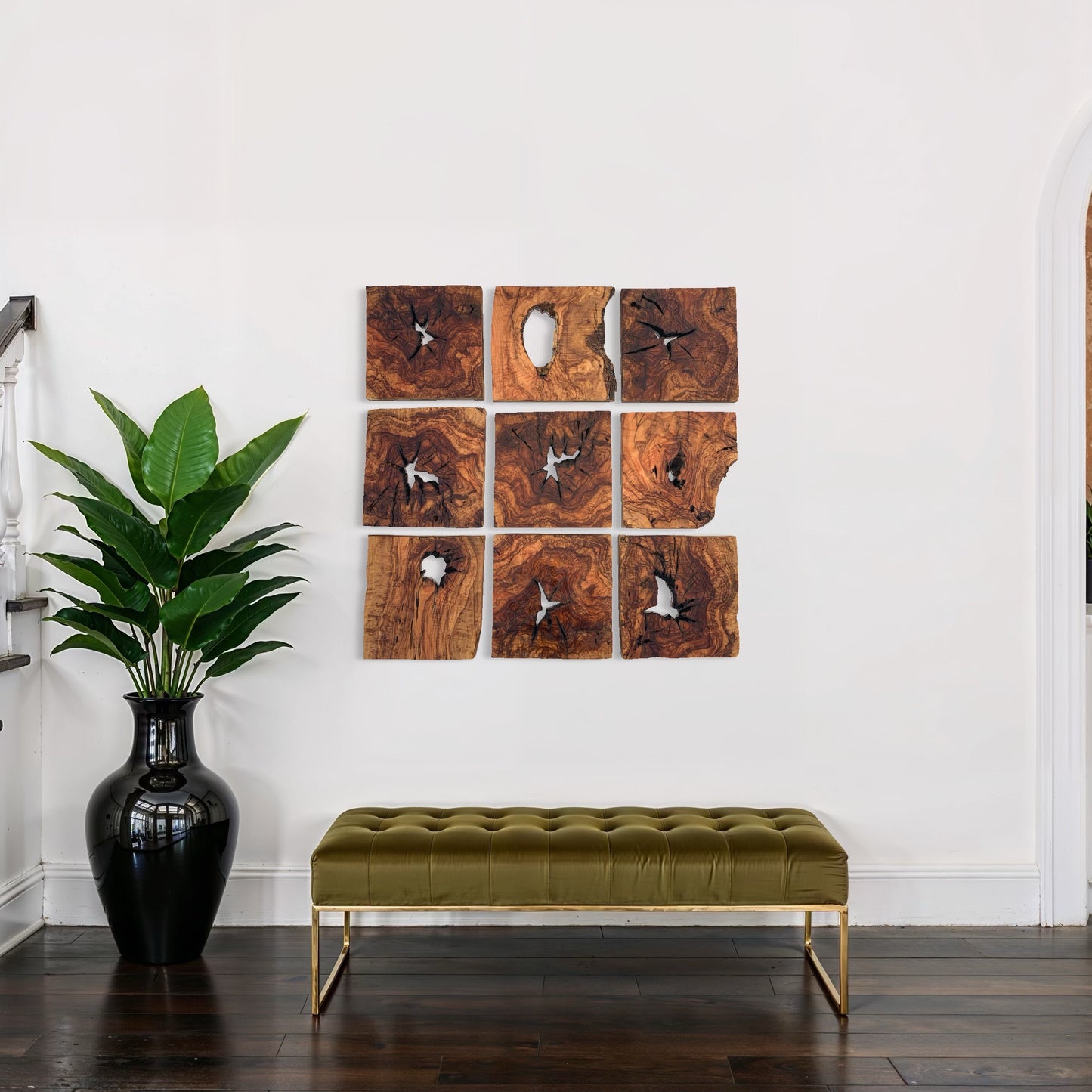 Handmade Olive Wood Wall Art - Wood wall Decor tile 11.8*11.8 inch