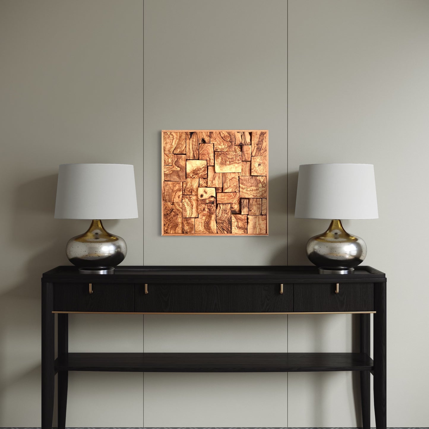 Mosaic36- Handmade Mediterranean Olive Wood Wall Art, 19.68*19.68 inch