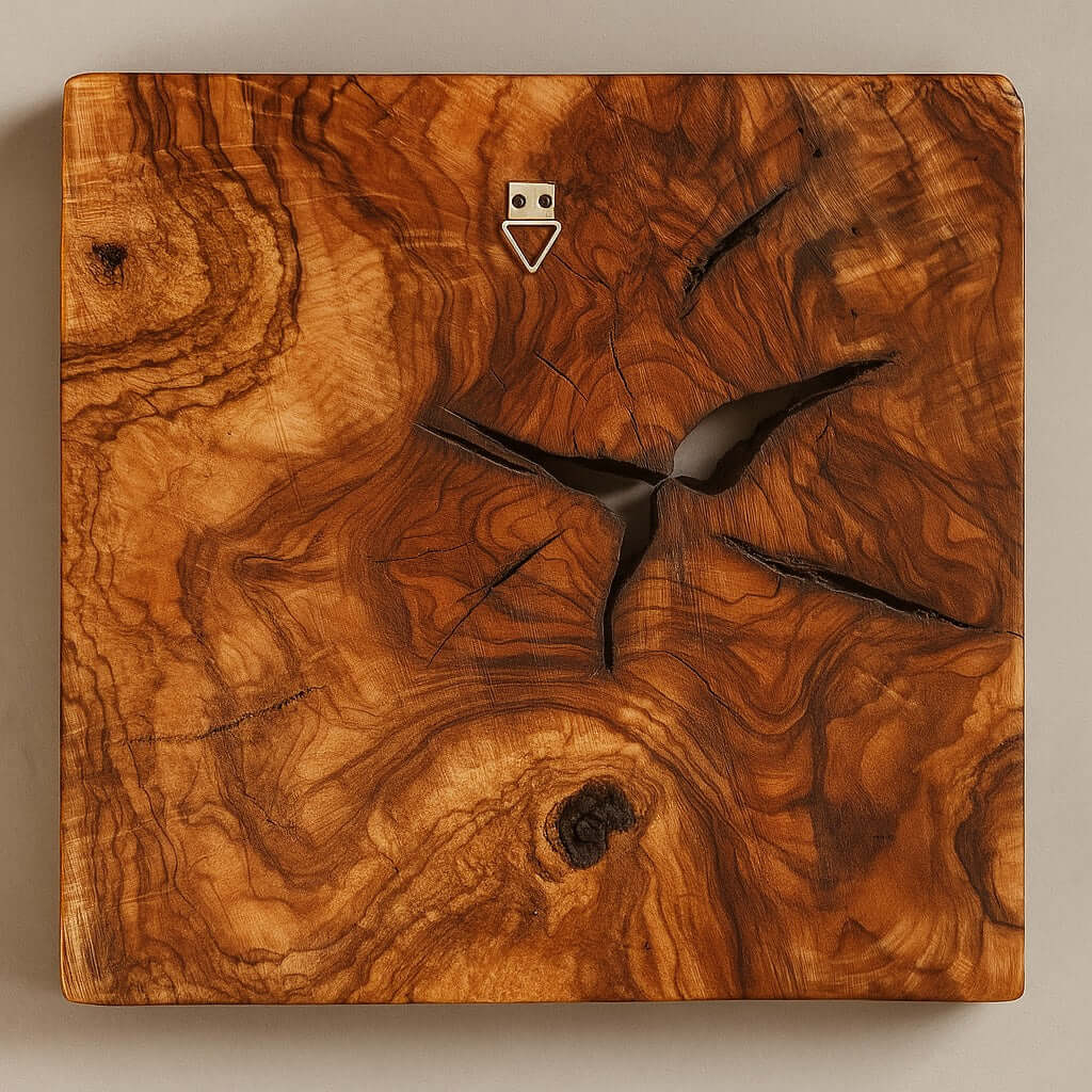 Handmade olive wood wall decor with anchor behind