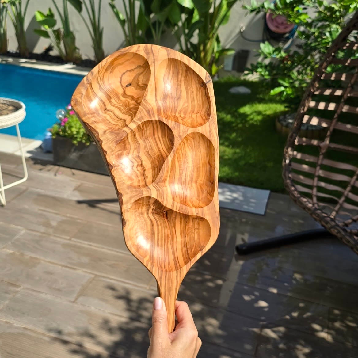 Handcrafted Olive Wood Serving Tray – Natural Snack & Cheese Board (46cm x 20cm)