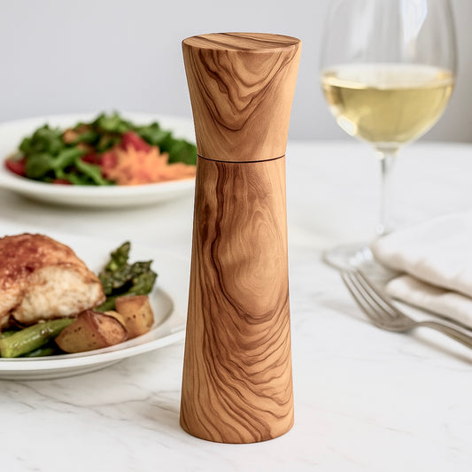 Olive Wood Salt & Pepper Mill – Handmade Kitchen Grinder | Natural Rustic Design