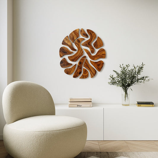 Handmade Olive Wood Wall Art – 14-Piece Puzzle Decor | Rustic Mediterranean Home Accent