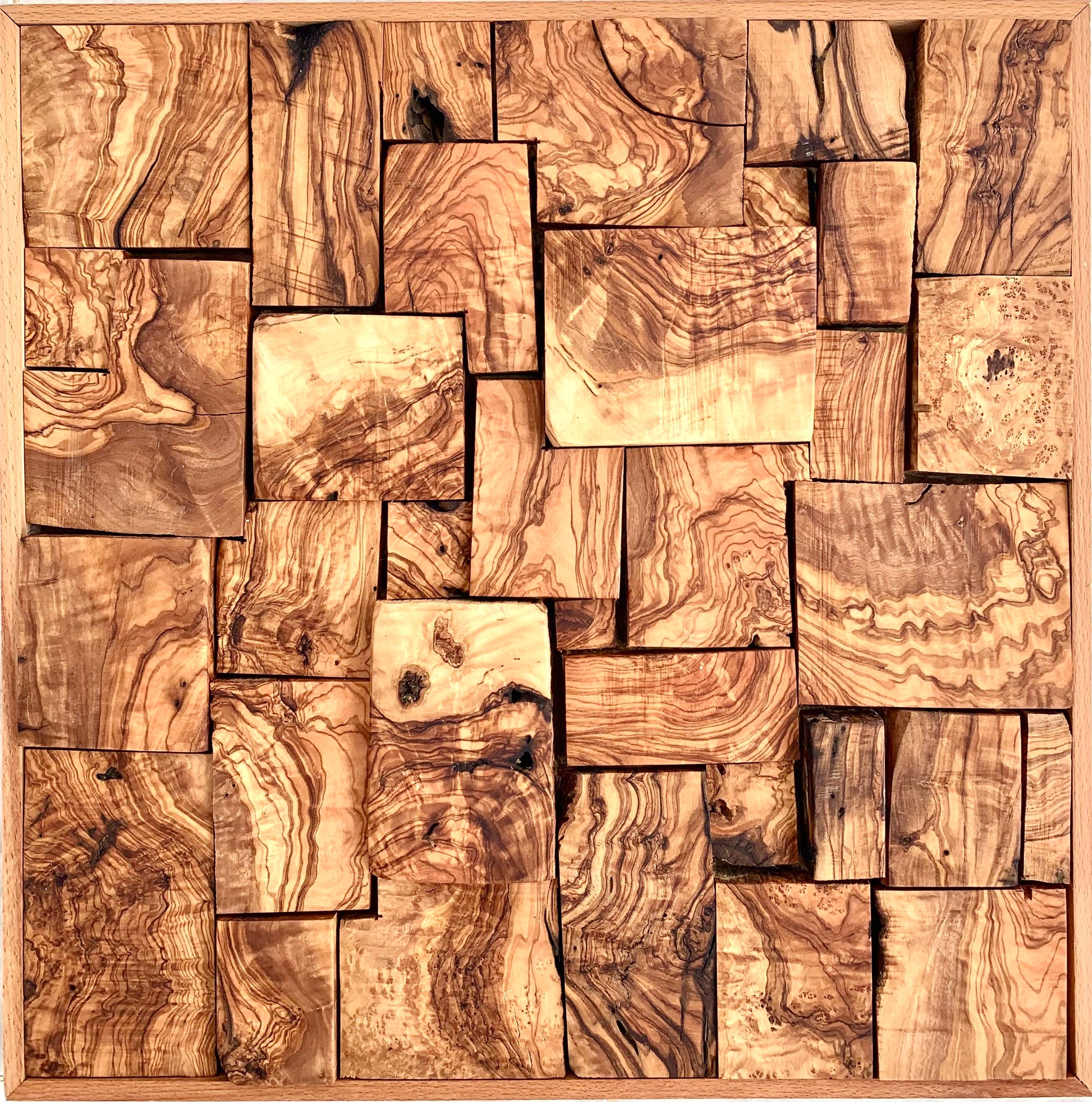 Wooden wall Art  with a mosaic of 36 pieces