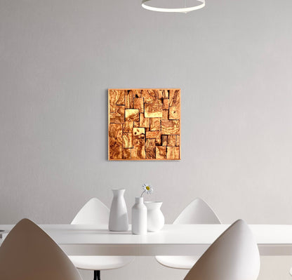 Mosaic36-  Handmade Mediterranean Olive Wood Wall Art, 19.68*19.68 inch
