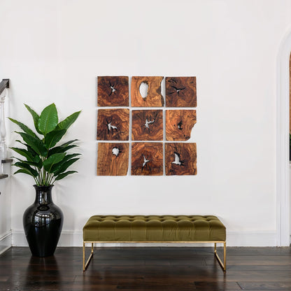 Handmade Olive Wood Wall Art - Wood wall Decor tile 11.8*11.8 inch
