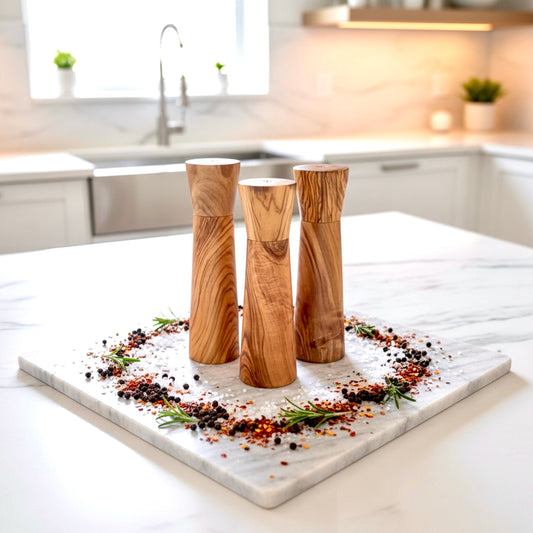 Olive Wood Salt & Pepper Mill – Handcrafted Kitchen Grinder