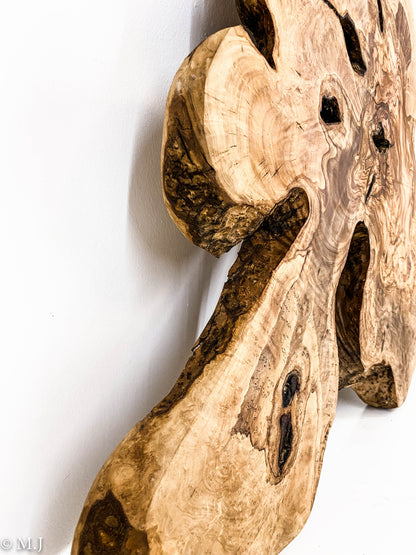 Natural Olive Wood Root Slab – Artistic Live Edge Piece for Wall Décor or Table Creation