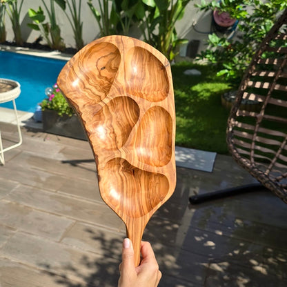 Handcrafted Olive Wood Serving Tray  – Natural Snack & Cheese Board (46cm x 20cm)