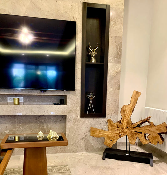 Olive Wood Burl Floor Lamp | Handcrafted Natural Art Light