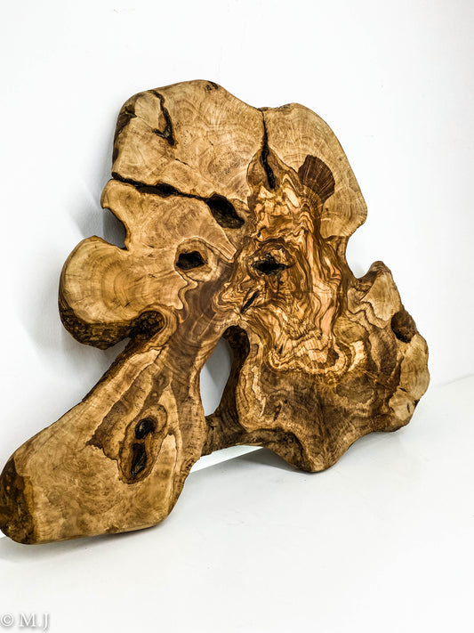 Natural Olive Wood Root Slab – Artistic Live Edge Piece for Wall Décor or Table Creation